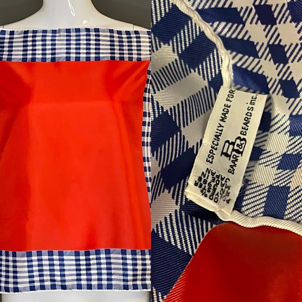Super Cute Vintage Scarf Red Blue 23 In Sq Excellent Condition